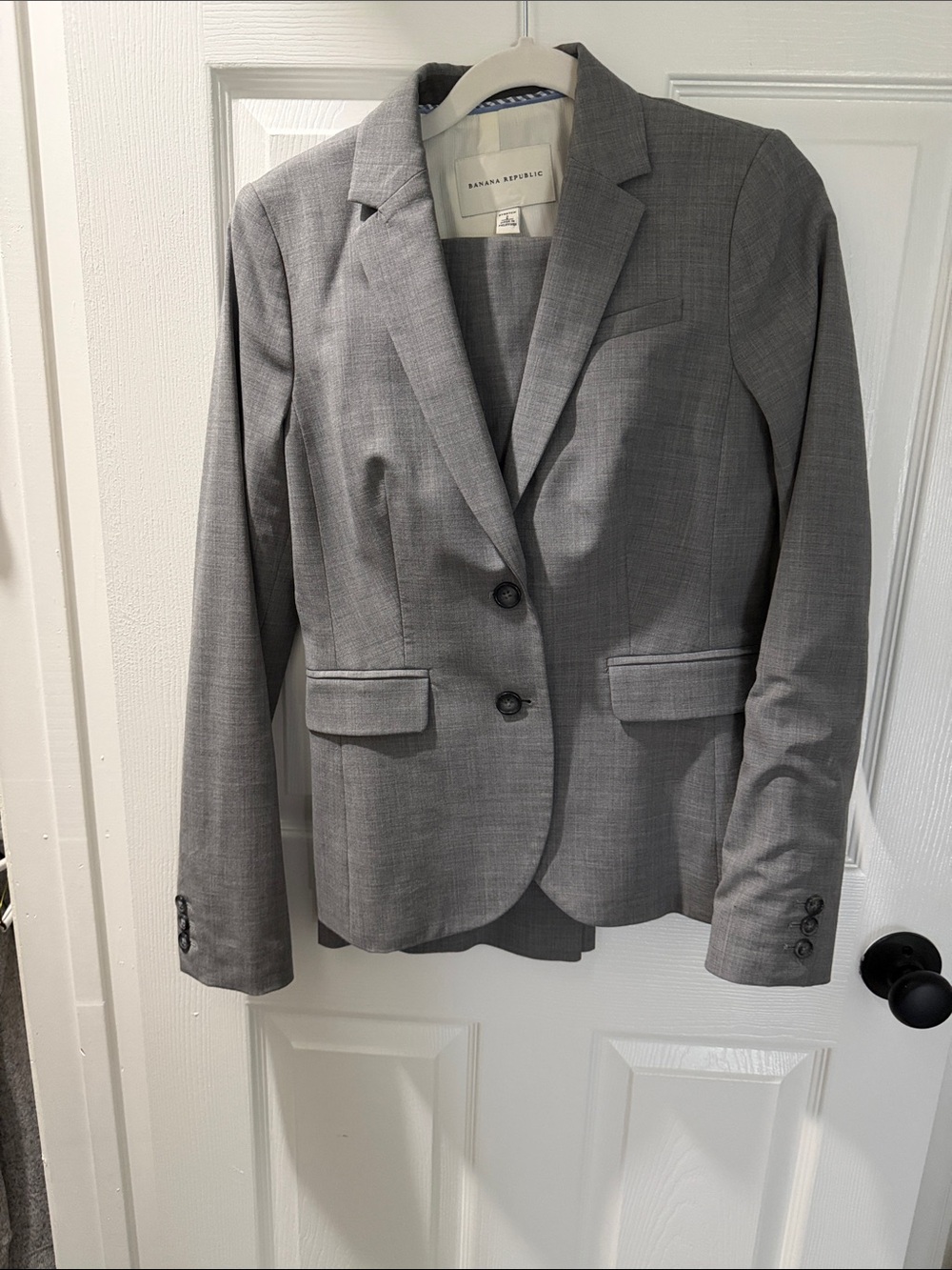 Banana Republic Women's Light Gray Two-Button Blazer and Pant suit
